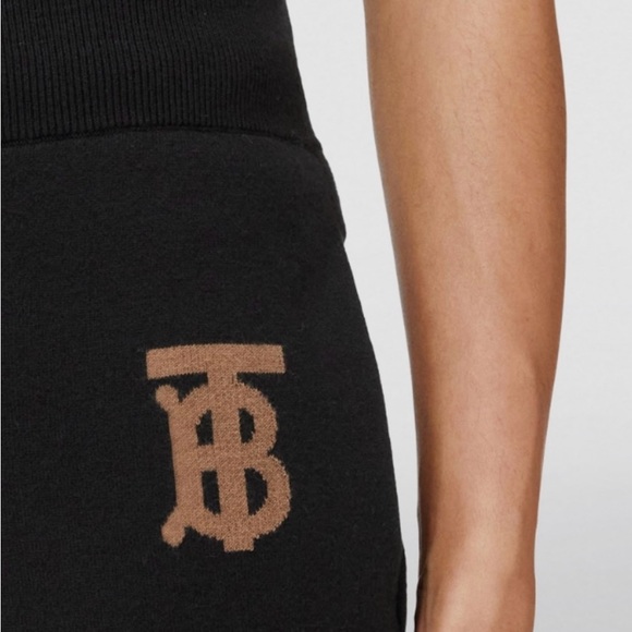 Burberry TB Monogram Cashmere Black Sweat Track pants SZ M NWT - Picture 5 of 12